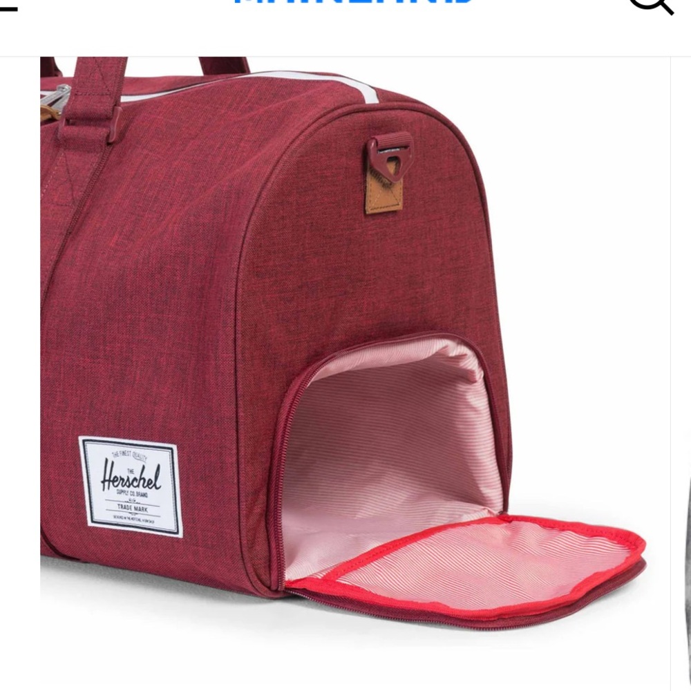 Herschel Supply Company Red Duffel Bag with strap Durable Travel Essential - Picture 3 of 11